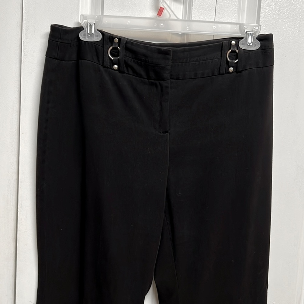 Vintage R.Q.T Black Mid Rise Wide Leg Rayon Stretch Dress Pants Size 12P - Picture 2 of 8